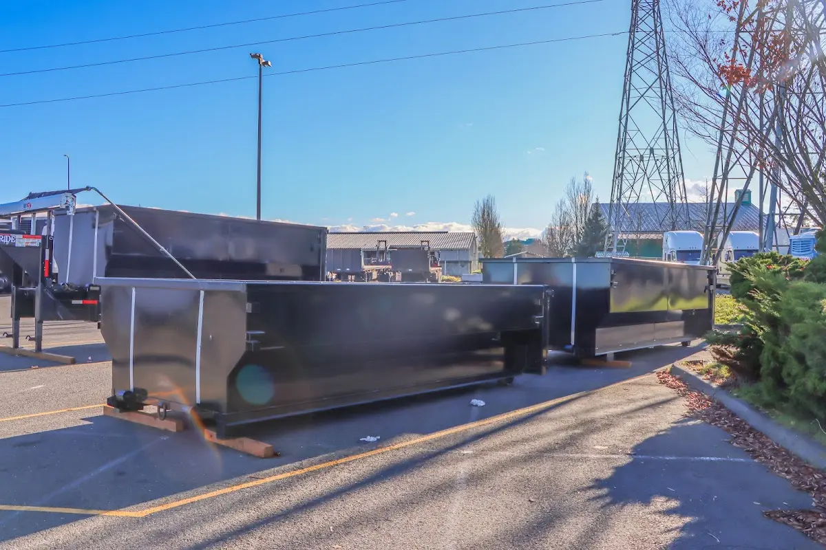Roll-off dumpster ready for waste disposal at job site for Construction Dumpster Rental in Bradenton